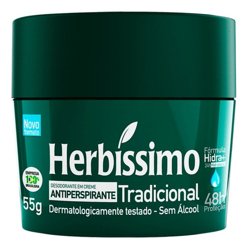 Desodorante Herbíssimo Creme Tradicional Sem Álcool 55g