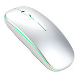 Mouse Sem Fio Recarregável Wireless Led Rgb Ergonômico Cor Prata