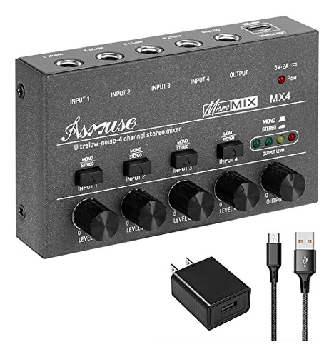 Mezclador De Audio De 4 Canales Asmuse, Bajo Ruido, Mini