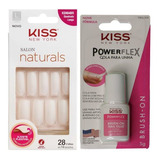 Kit Unha Quadrada Longo Ksn04br + Cola Fbgl504 Kiss Ny