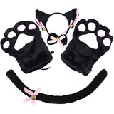 Disfraz Gato Cosplay Gatito Cola Orejas Collar Patas Gatita