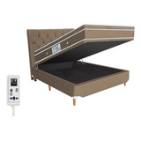 Colchão Magnético King Massageador Bio Quântica + Cama Box Cor Bege