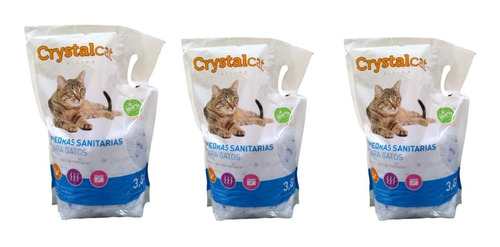 Piedras Silicas Gel Crystalcat 3.8lts Pack X 3u Para Gatos