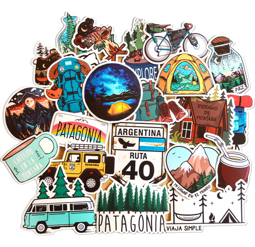 Stickers Viaje Argentina Patagonia Montaña Viajes - Pack X24