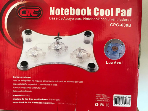 Cool Pad,base De Apoyo Para Notebook Y Netbook 3ventiladores