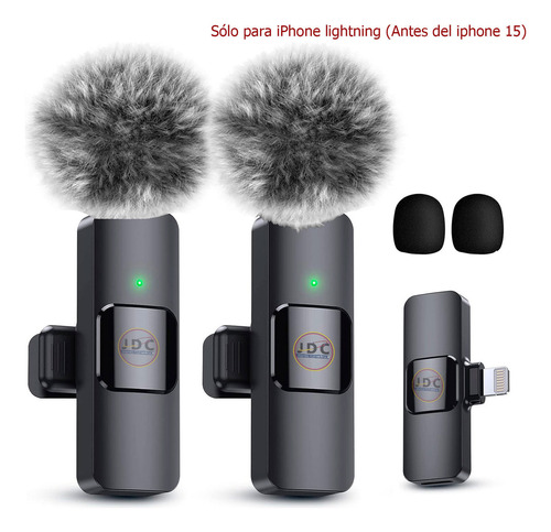 Myhozbia K9pro Micrófono De Solapa Inalámbrico Para Celular iPhone Lightning iPad 2 Piezas Con Antipop Lavaliermicrophone Negro