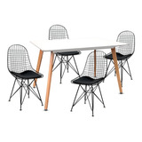 Mesa Moderna Eames + 4 Sillas Bertoia Negras Envio Gratis