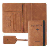 Porta Pasaporte Con Etiquetas De Equipaje Billetera De Viaje