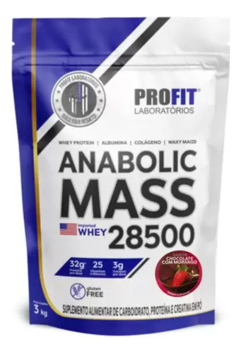 Hipercalórico Anabolic Mass 28500 3kg Choc C/ Morango-profit