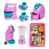 Kit Cozinha Brinquedo Eletrodomésticos + Comidinhas - 24pcs