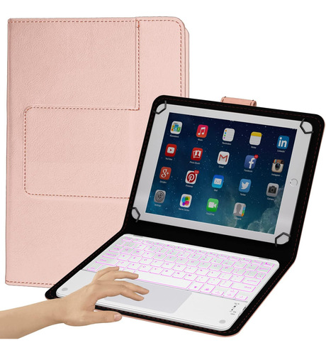 Funda Con Teclado Touch Eoso Para Galaxy Tab A8 Rosa