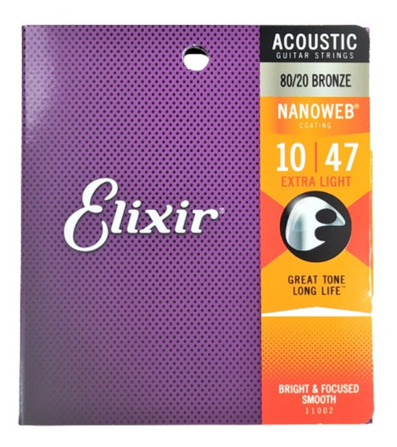 Pacote De Cordas Para Guitarra Acústica Elixir 11002 10/47