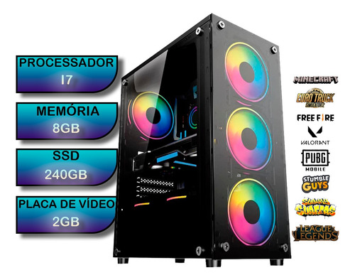 Cpu Gamer Intel I7 8gb Ssd240gb Com Placa De Video