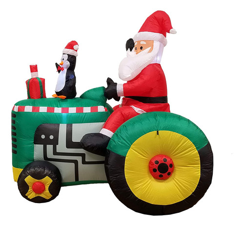 Tractor Inflable De Navidad De Papá Noel De 5,3 Pies De Altu