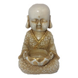 Buda Hindu Monge Castiçal Porta Vela 14cm Em Gesso