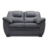 Love Seat De Piel Genuina - Toscana - Confortopiel Color Gris Oxford