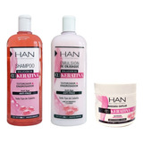 Kit Han Engrosador Keratina - Shampoo + Enjuague + Mascara