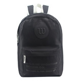 Mochila Urbana Escolar Wilson Porta Notebook Deportiva Color Negro Diseño De La Tela Liso