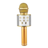 Microfone Karaoke Bluetooth Dourado Com Alto-falantes Usb