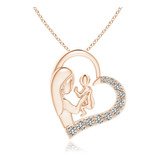 Collar Corazon Madre Bebe Diamante Oro 18k