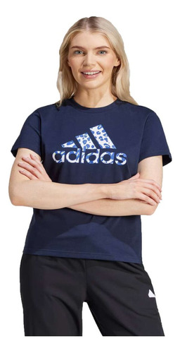 Camiseta adidas Animal Print Feminino - Azul/bco