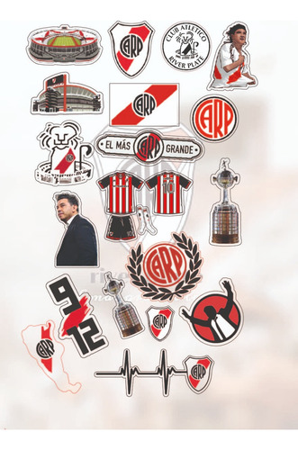 Pack  Stickers River Plate Futbol  Calcos Termos