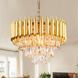 Lámpara De Araña De Cristal Glam 16, Colgante Dorado Moderno