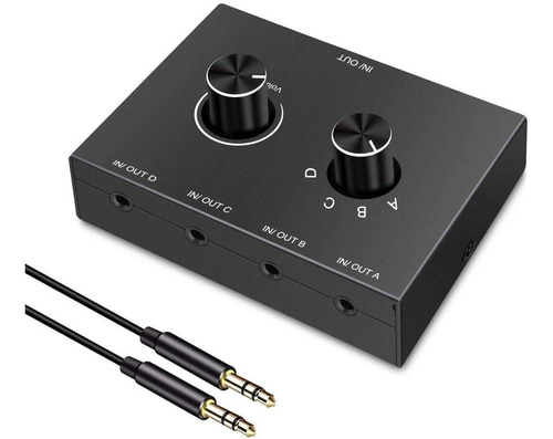 Conmutador De Audio De 3.5 Mm Y.d.f Switch De 4 Puertos