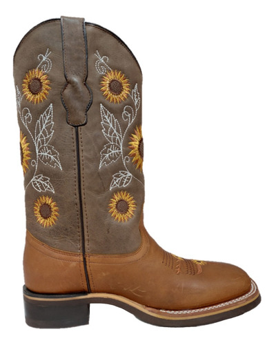 Bota Vaquera Rodeo Dama Marca Star Juz Color Tang Girasoles