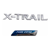 Emblemas Nissan X-trail Y Pure Drive Letras Cromadas Cajuela