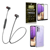 Capinha Samsung A32 5g + Fone Bluetooth Hs-615 + Película 3d