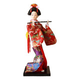 Estatua De Geisha Japonesa En Kimono, Decoración Elegante