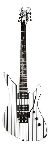 Guitarra Eléctrica Schecter Synyster Standard De Caoba Gloss White With Black Pin Stripes Brillante Con Diapasón De Ébano