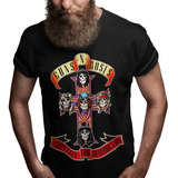 Playera Negra Estampado Dtf Guns N'roses Rock