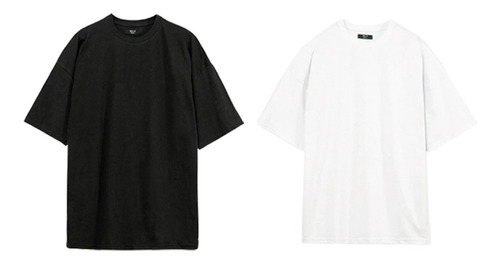 Pack X2 Remeras Oversize Manga Corta Lisa Hombre Algodón