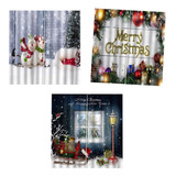 3 Pcs Cortinas Opacas De Impresas Digital Tema Navidad Para