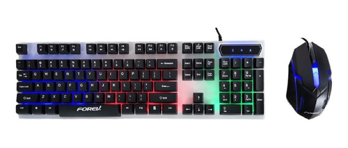 Combo Mouse 1000dpi Teclado Membrana Ingles Us Rgb Usb Gamer