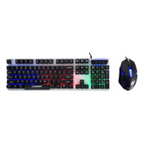 Combo Mouse 1000dpi Teclado Membrana Ingles Us Rgb Usb Gamer