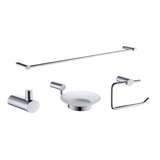 Set Kit Juego Linea Net Para Baño 4 Piezas Metal Cromado