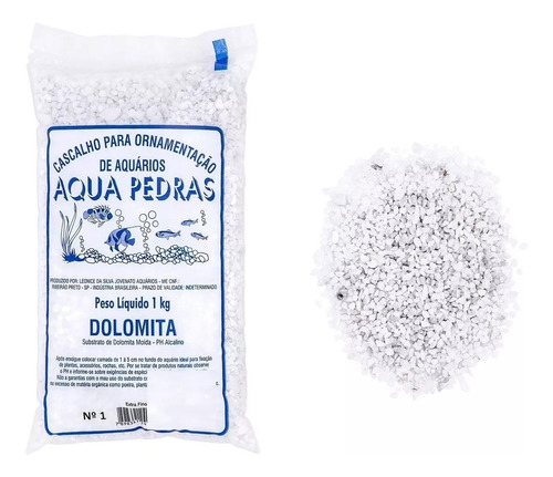 Cascalho Dolomita Moida Nº 1 Para Aquários 1kg