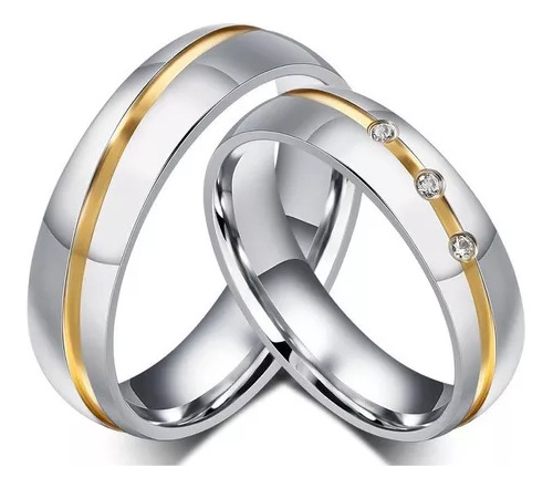 Duo Anillos Compromiso Parejas Promesa Titanio A253 Amor Par