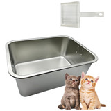 Tfwadmx Caja De Arena De Acero Inoxidable Para Gatos, Caja D