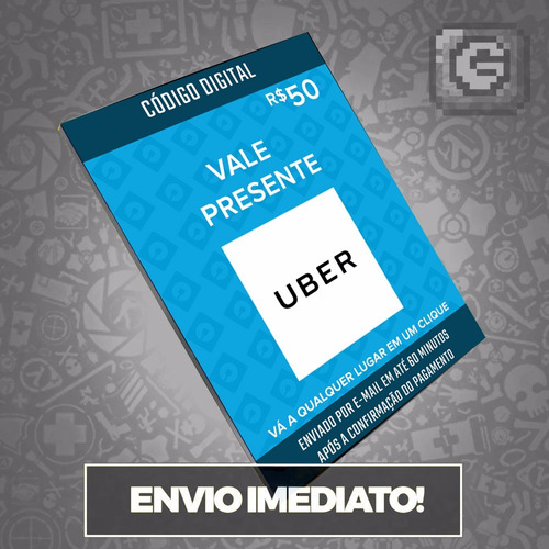 Cartão Vale Presente Pré-pago Uber R$ 50 Reais