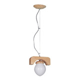 Lampara Colgante 1 Luz Vidrio Madera Co Led Rustico Carilux