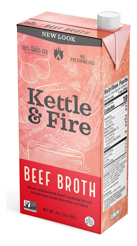 Kettle & Fire Caldo De Hueso Carne Sin Gluten Gmo Free 907ml