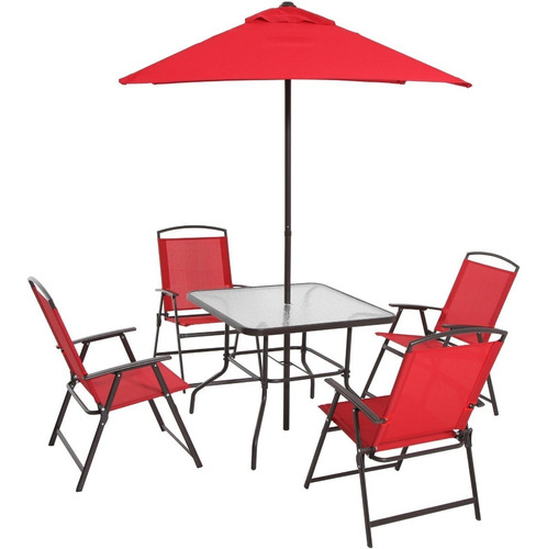 Mesa Para Jardin Patio Exterior Con 4 Sillas Plegables