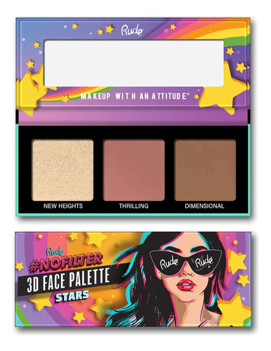 Rude Cosmetics Paleta De Rostro No Filter 3d