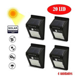 Pack 4 Foco 20 Led Solar Luz Blanca Sensor Movimiento