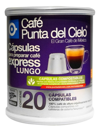 Café Espresso Lungo Punta Del Cielo Cápsulas Nespresso 20 Pz