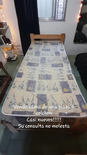 Cama Una Plaza Pino Con Colchon